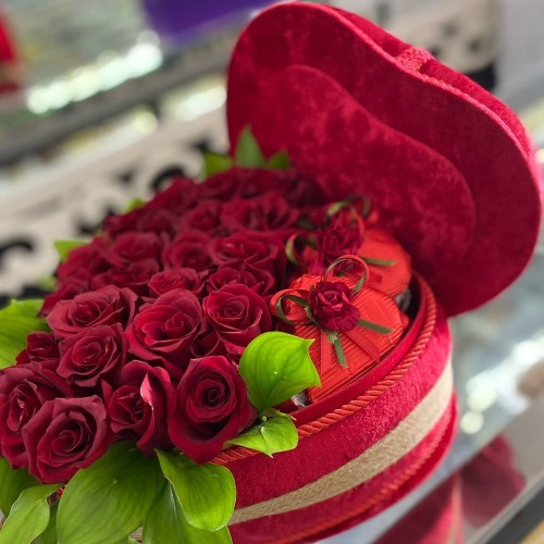 Heart Chocolates and Roses