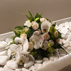 White Orchid and Roses Bridal Hand Flower 2