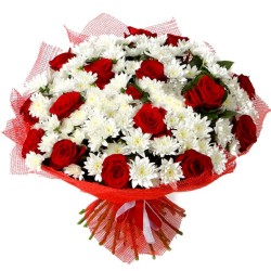 Daisy Bouquet with Red Roses 2