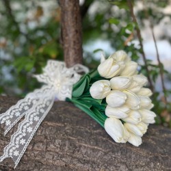 Artificial White Tulip Bridal Hand Flower 4