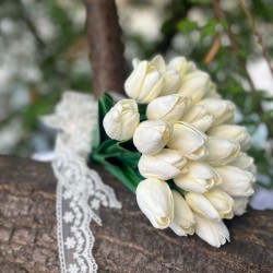 Artificial White Tulip Bridal Hand Flower 3